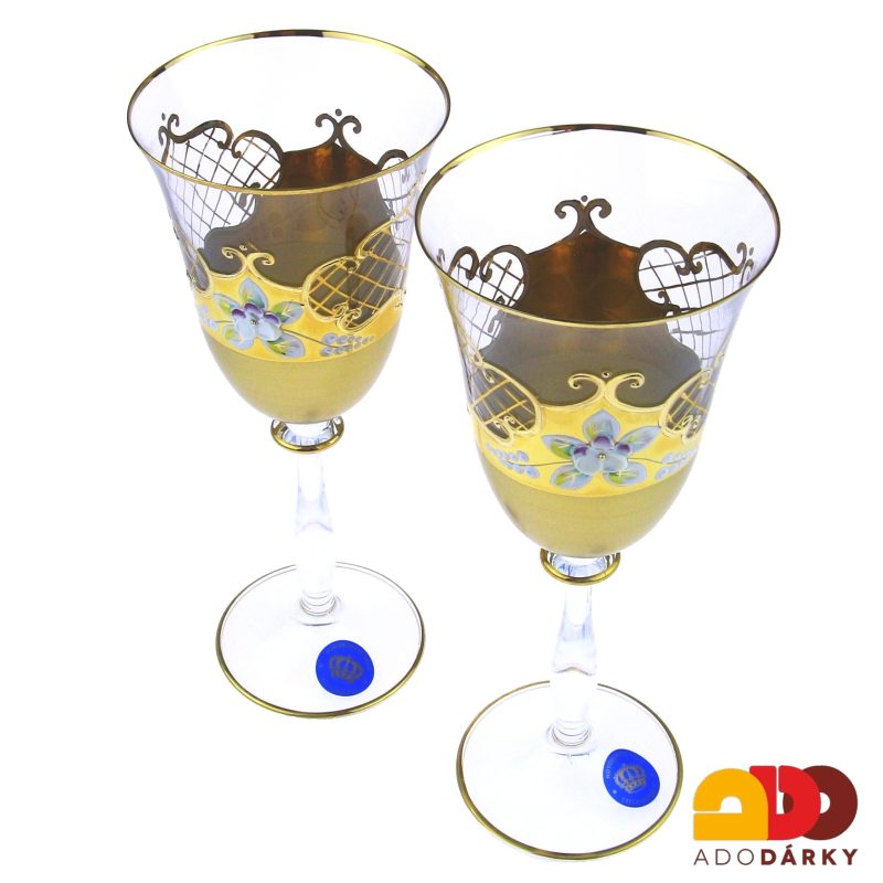 Sada dvou číší na víno zdobených zlatem a smaltem 250 ml