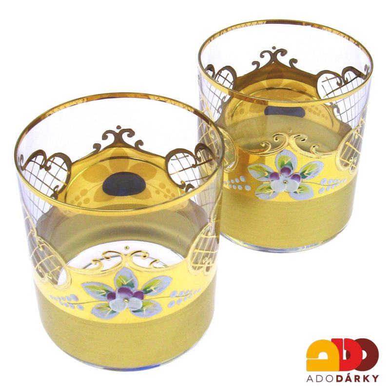 Sada dvou sklenic zdobených zlatem a smaltem 250 ml