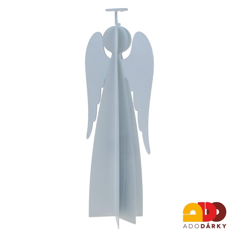 Kovový anděl bílý z více plátů 25 cm