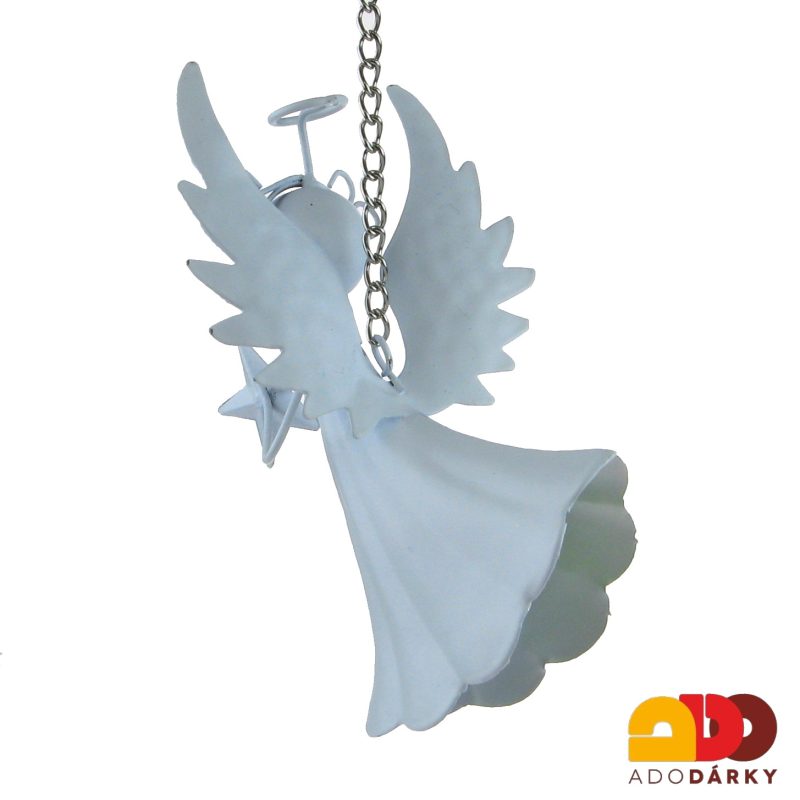 Anděl bílý s hvězdou - závěs 14 cm