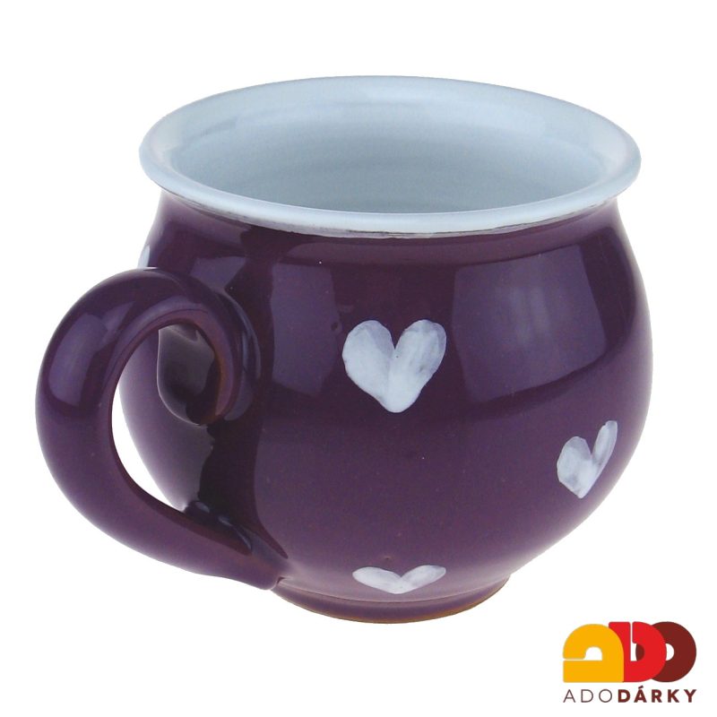 Hrnek baculatý se srdíčky fialový 0,4l