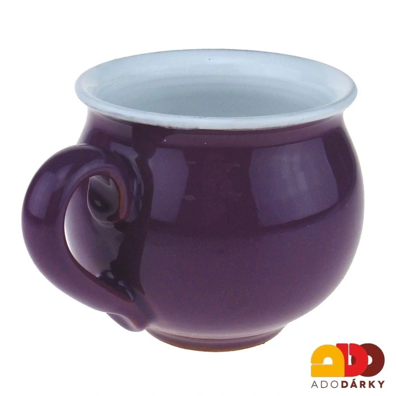 Hrnek baculatý s dvěma kytičkami fialový 0,35l