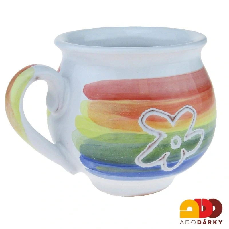 Hrnek baňatý duhový s květy 0,35l