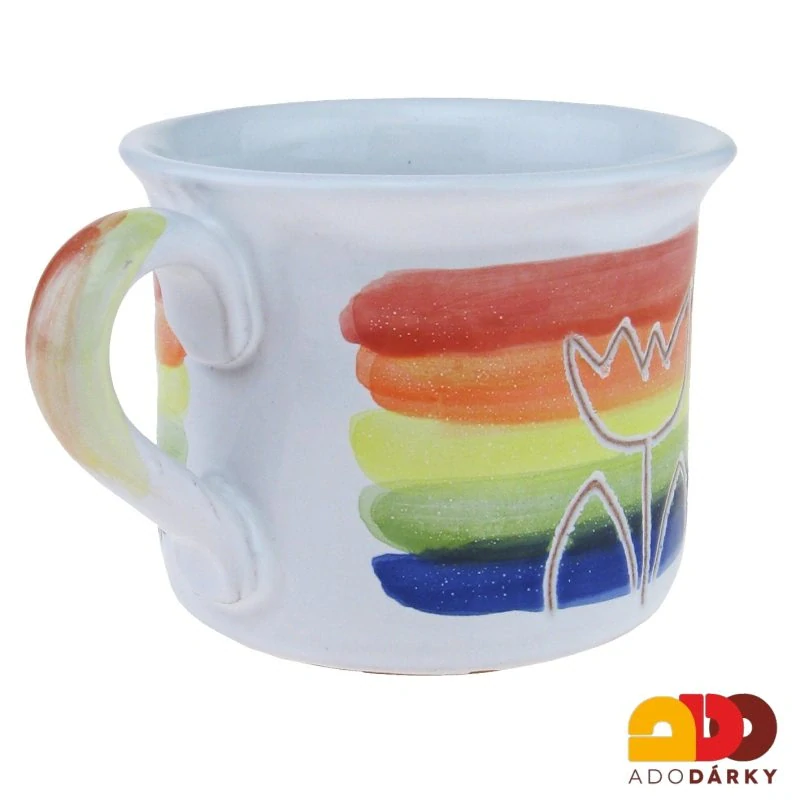 Hrnek rovný duhový s tulipány 0,35l