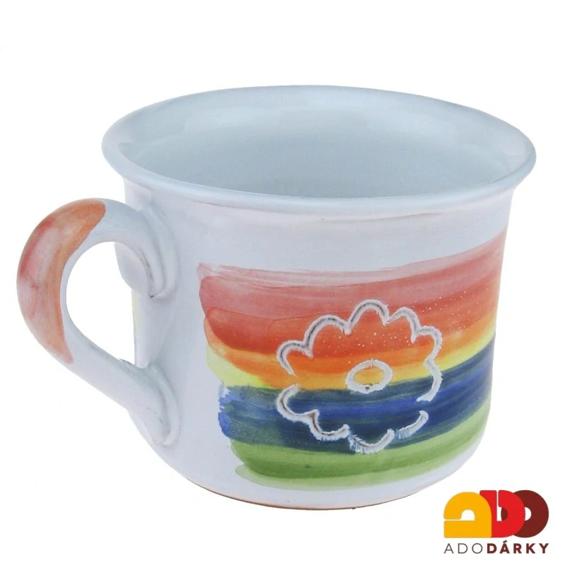 Hrnek rovný duhový s květem / mráčkem 0,35l