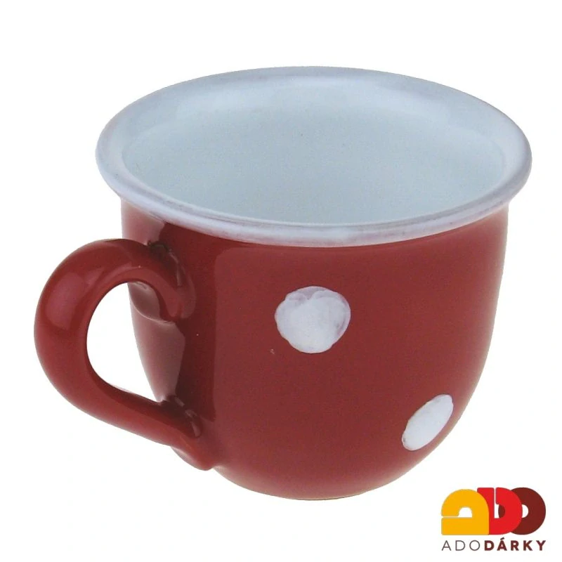 Hrnek červený moka s puntíky 0,2 l