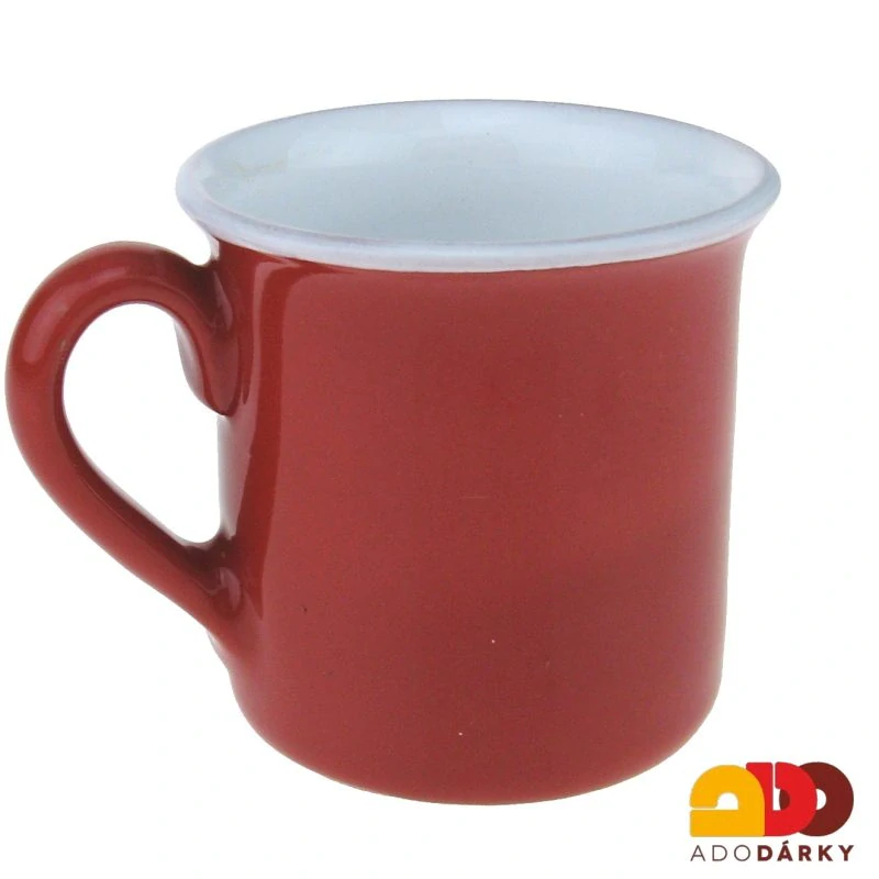 Hrnek rovný červený s dvěma kytičkami 0,2 l