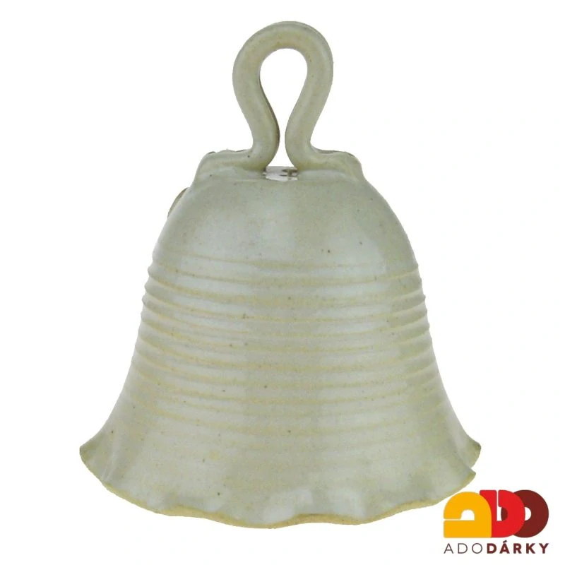 Šedozelený zvonek se dvěma srdíčky 10 cm