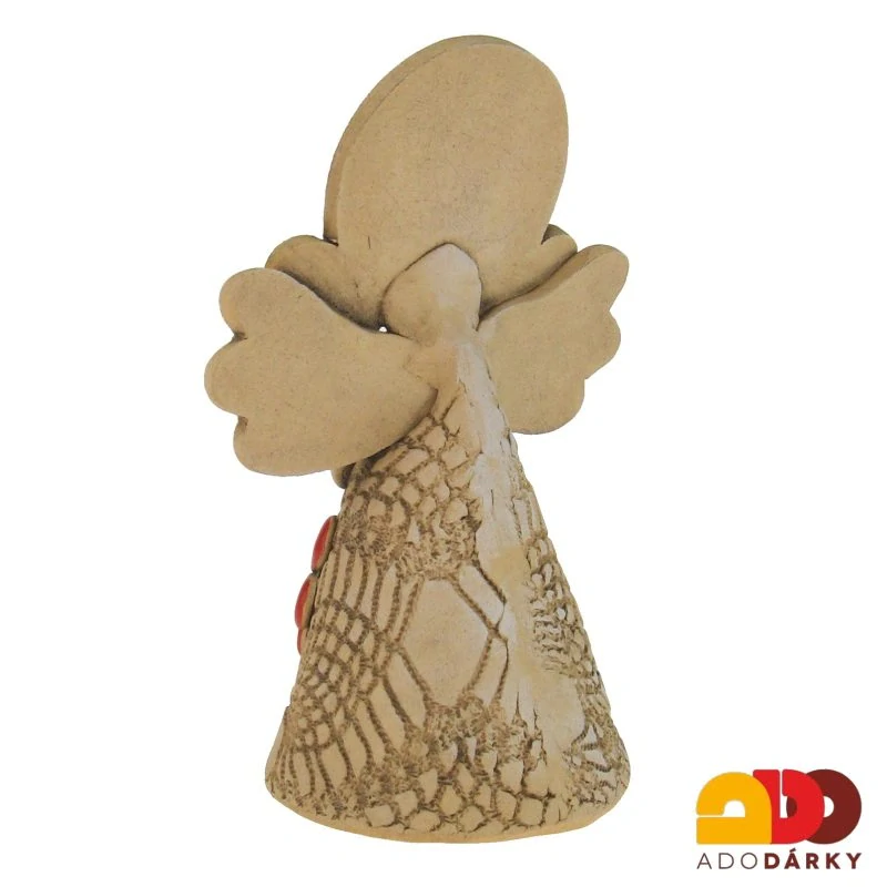 Zvonek anděl s květinkami 14,5 cm