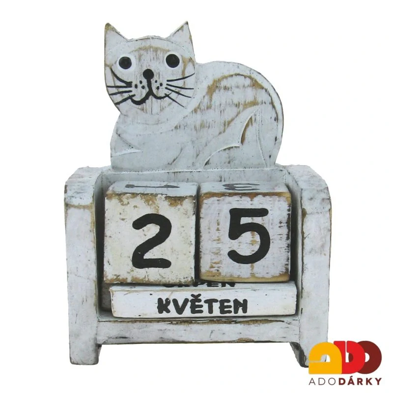 Věčný kalendář s kočkou 9,5 cm