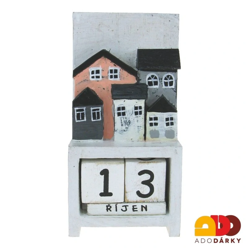 Věčný kalendář s domečky 18,5 cm