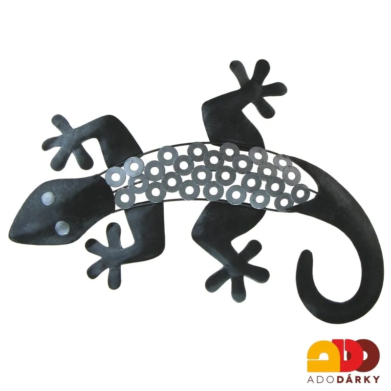 Plechová dekorace Ještěrka tmavá 48 cm