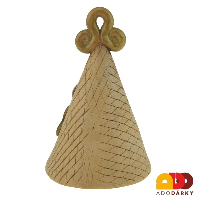 Zvonek s kominíkem s béžovým ouškem 10 cm