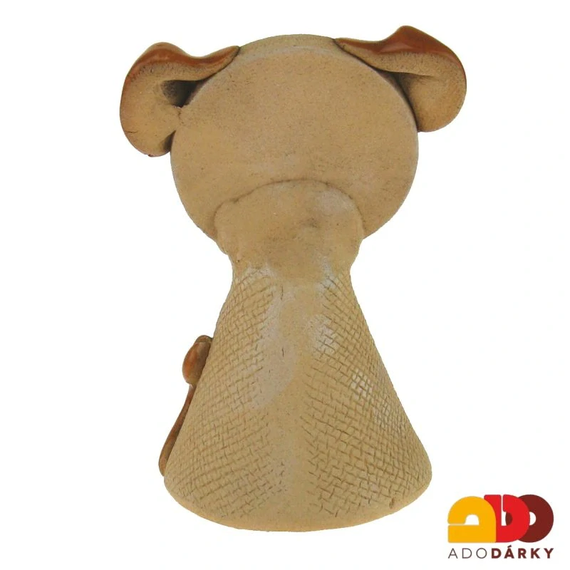 Zvonek pes jasně hnědý se srdíčkem 7,5 cm