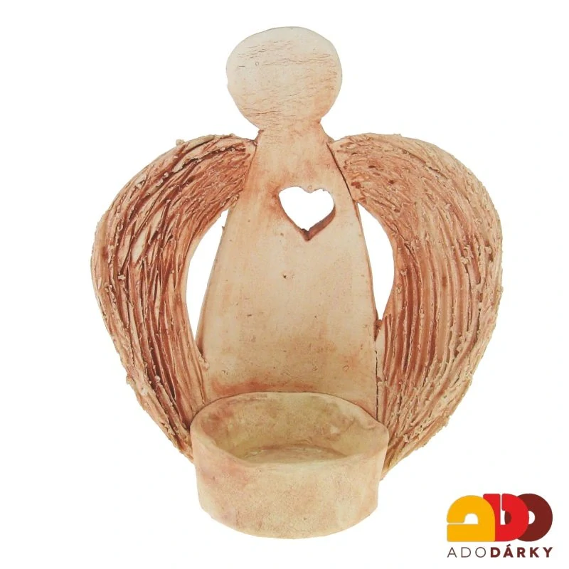 Svícen anděl na jednu čajovou svíčku 15 cm