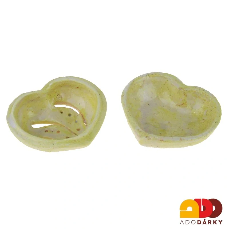 Keramická dózička srdce žluté 7,5 cm