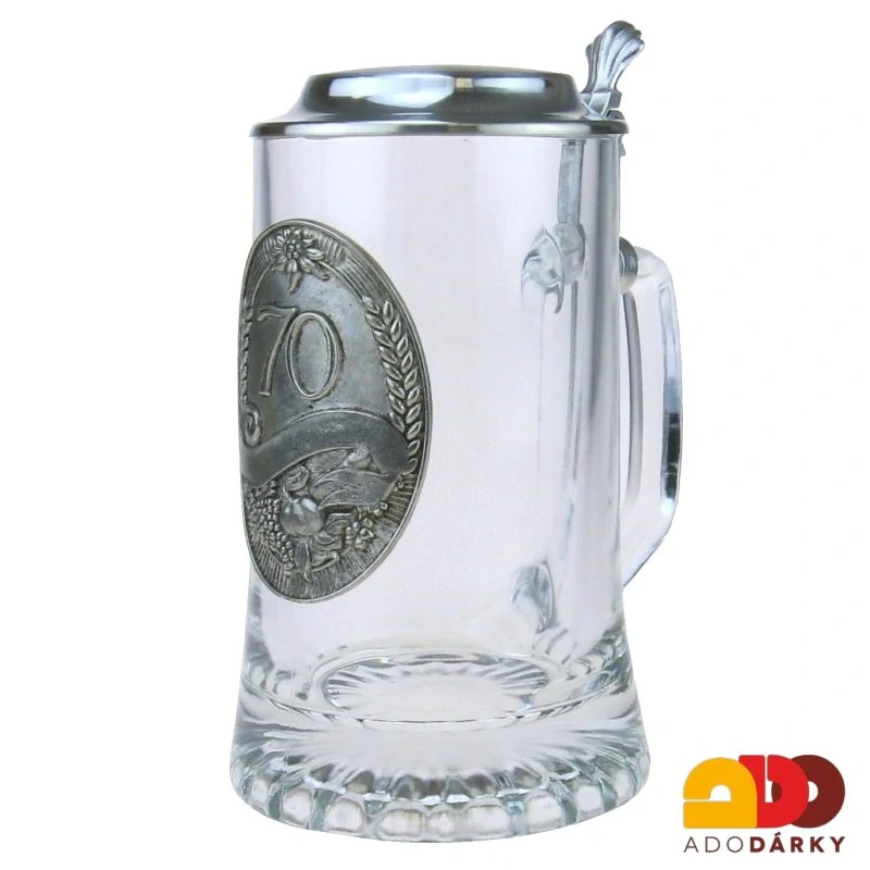 Půllitr s cínovým víkem a číslicí "70"