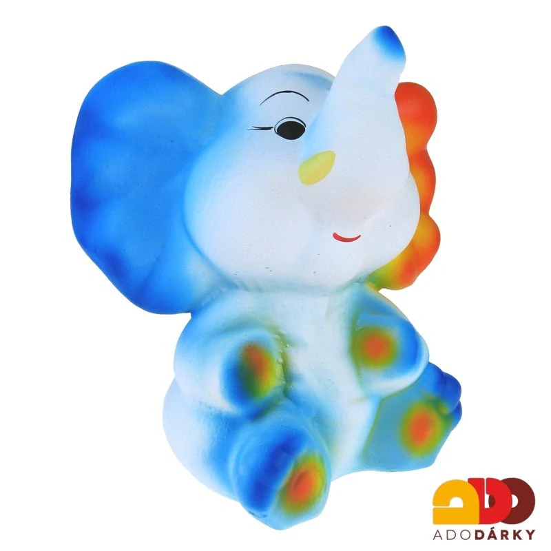 Pokladnička slon střední modro-bílo-oranžový 26 cm