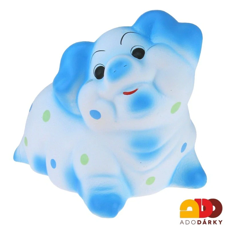 Pokladnička prase obrovské modré s barevnými puntíky 28 cm