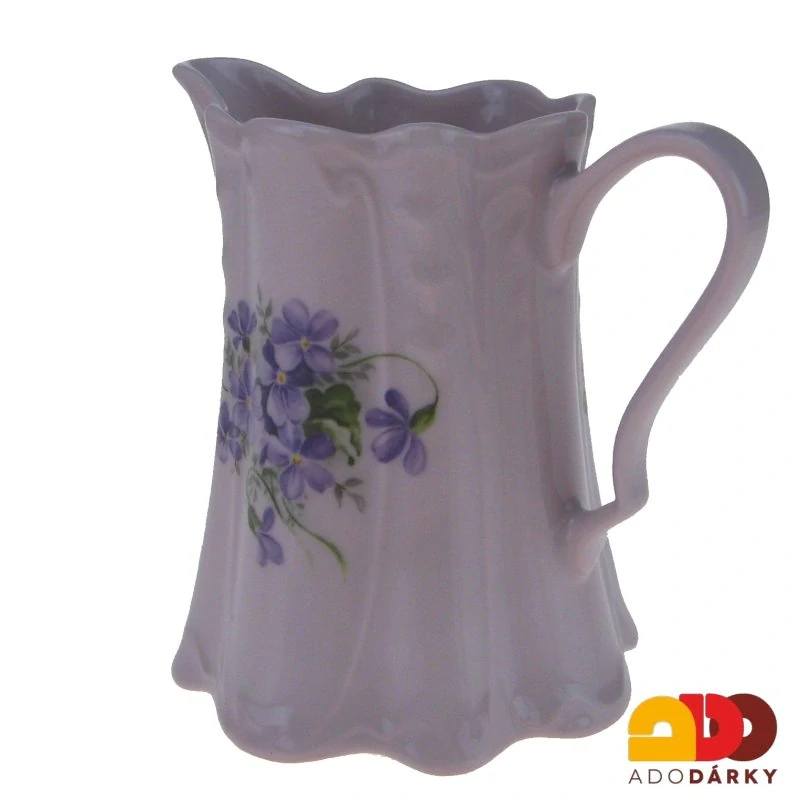 Mlékovka růžový porcelán fialky 0,3l