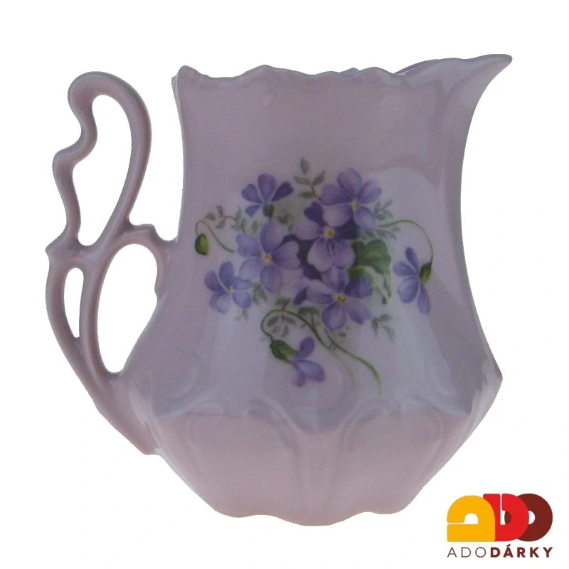 Mlékovka růžový porcelán fialky 0,26l