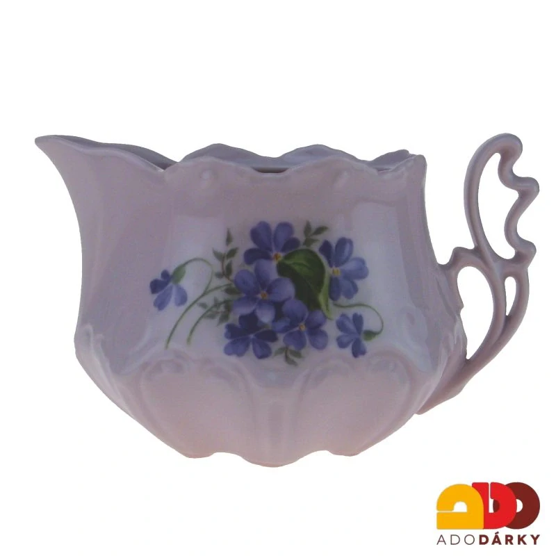 Mlékovka růžový porcelán nižší fialky 0,3l