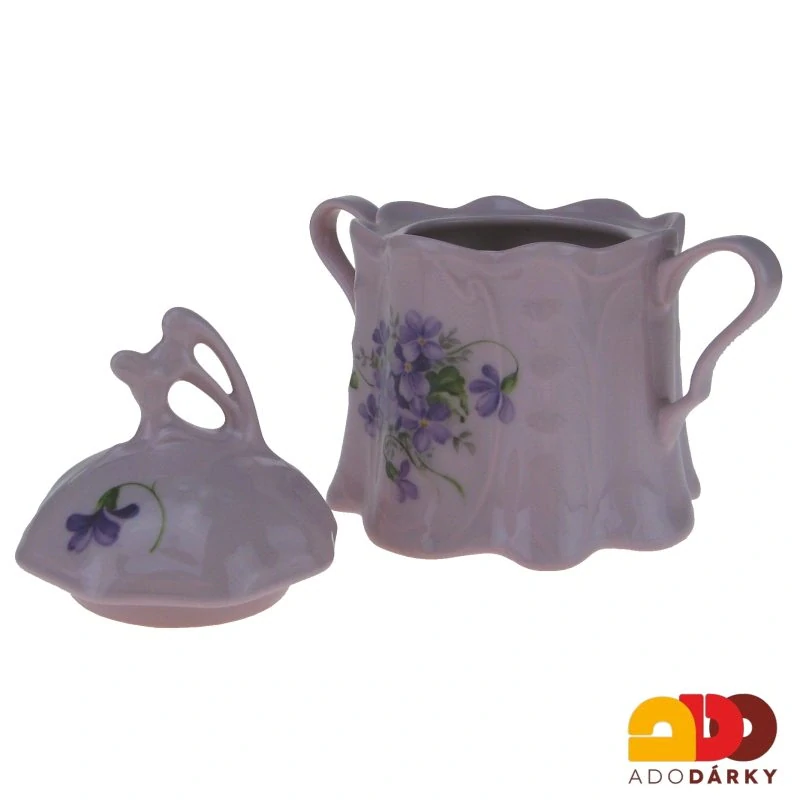 Cukřenka růžový porcelán fialky 0,3l