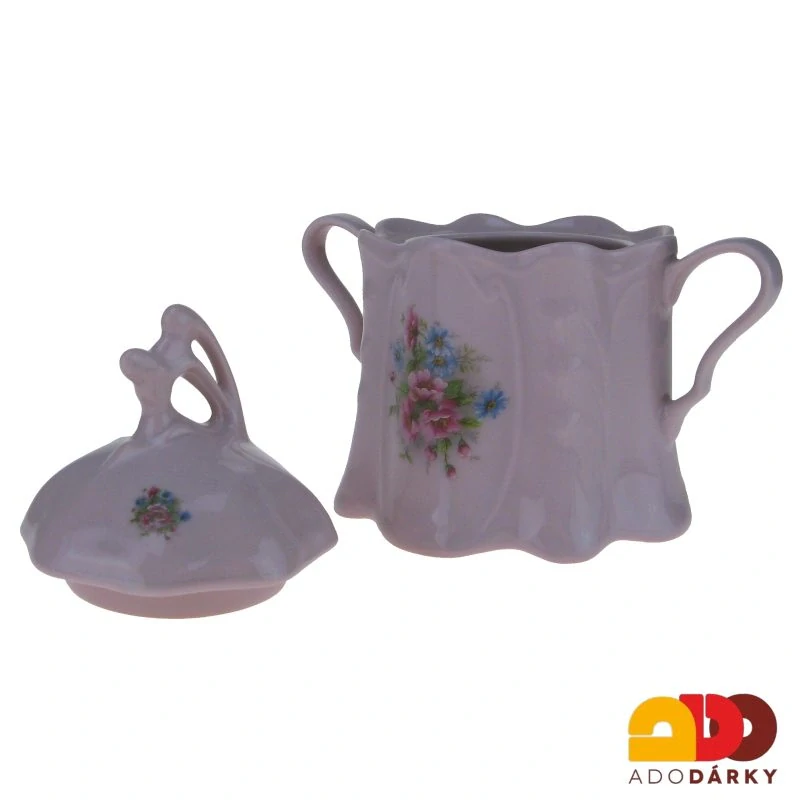 Cukřenka růžový porcelán gladys - květy 0,3l