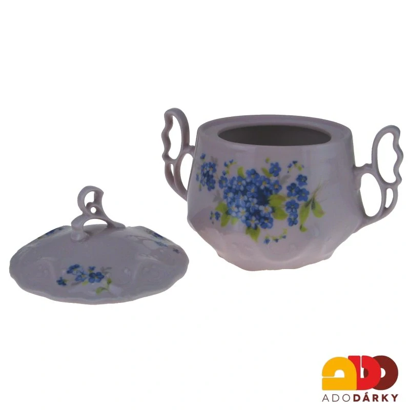Cukřenka baňatá růžový porcelán pomněnky