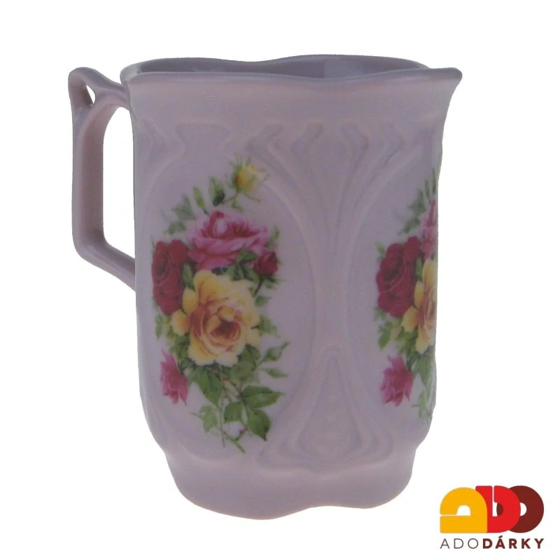 Hrnek růžový porcelán s růžičkami 0,18 l