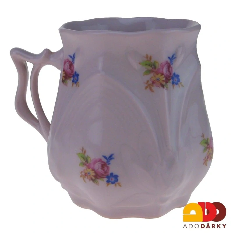 Hrnek růžový porcelán házenka 0,2 l