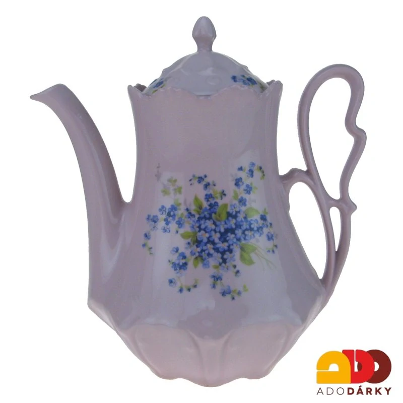 Konvice růžový porcelán pomněnky 1,35l