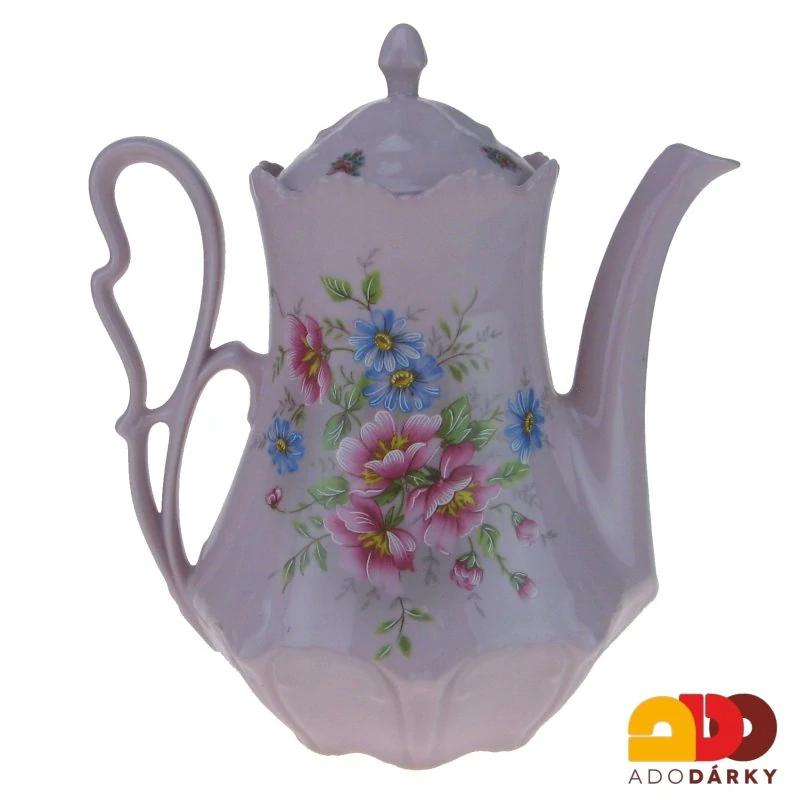 Konvice růžový porcelán gladys - květy 1,35l