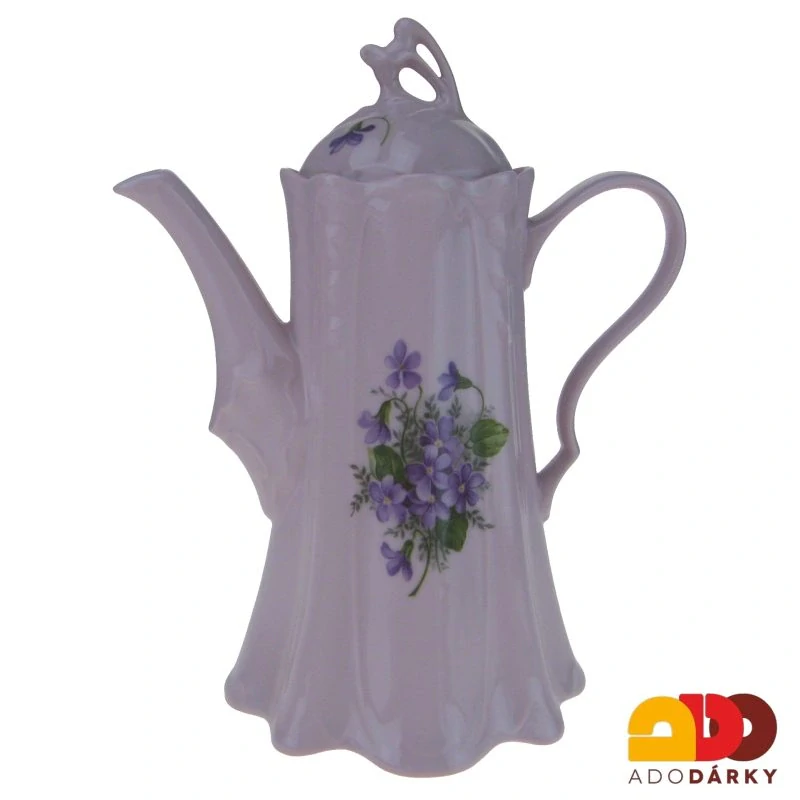 Konvice růžový porcelán fialky 1l