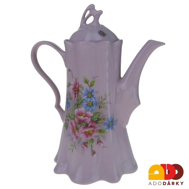 Konvice růžový porcelán gladys - květy 1l