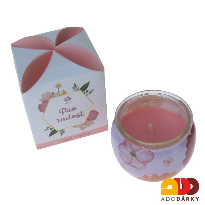 Svíčka ve skle PRO RADOST / Sweet rose