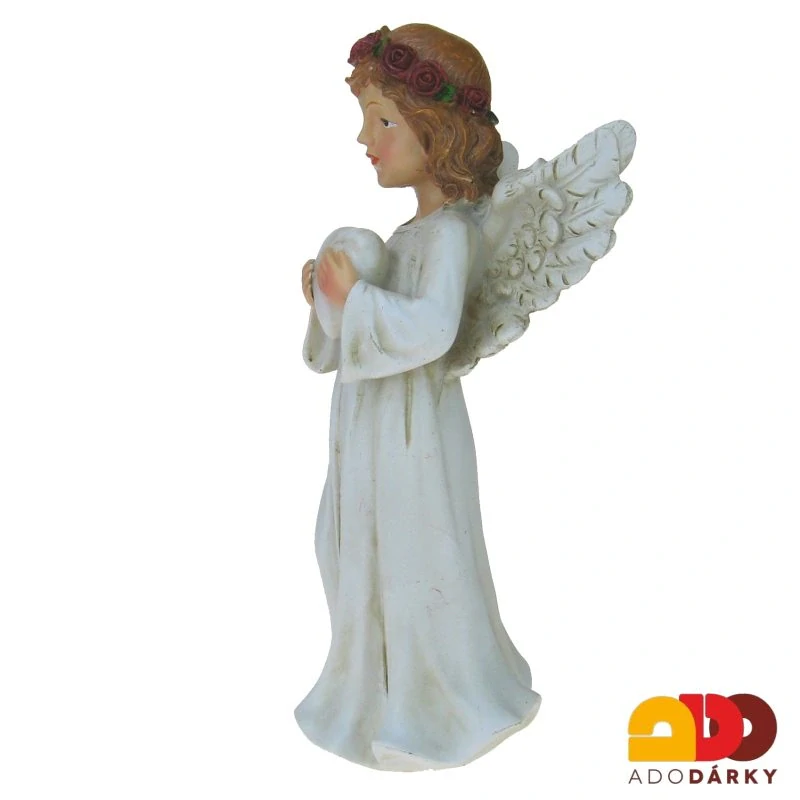 Anděl s hnědými vlasy se srdcem 23 cm