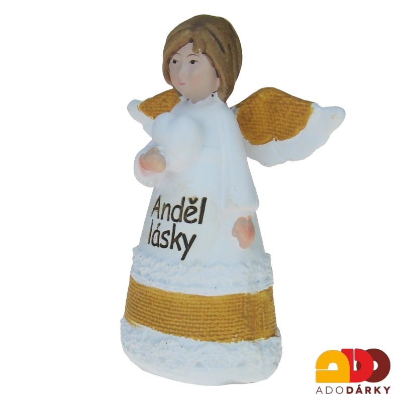 Anděl Lásky se srdcem béžový 10 cm