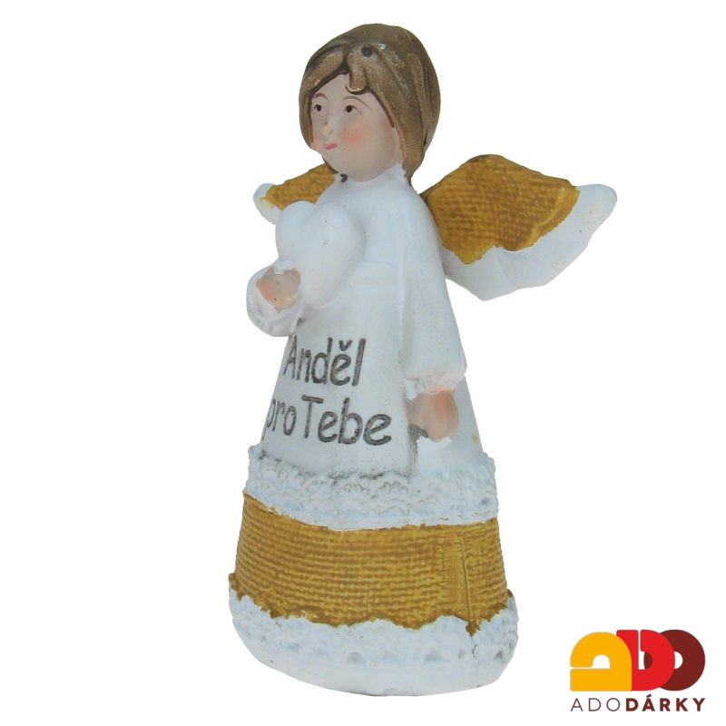 Anděl pro Tebe se srdcem béžový 10 cm