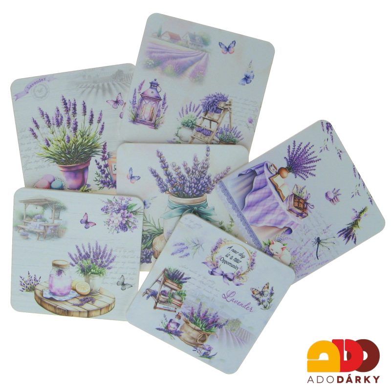 Sada 6 hranatých podtácků Lavender