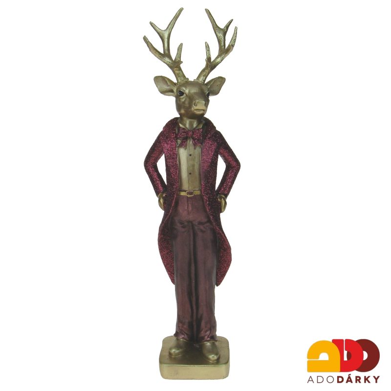 Fialovo - zlatý jelen - člověk 31,5 cm