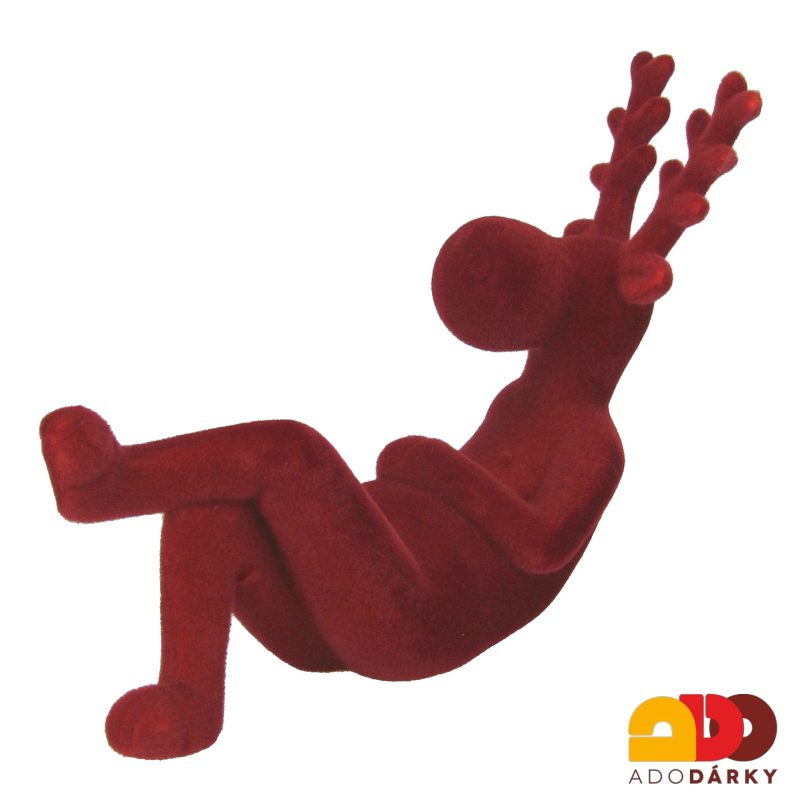 Ležící sob sametový 22 cm