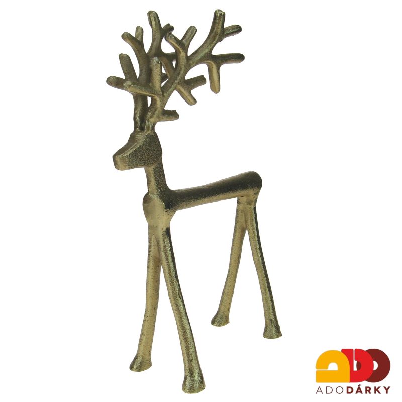 Jelen vysoký z kovu zlaté barvy 26 cm
