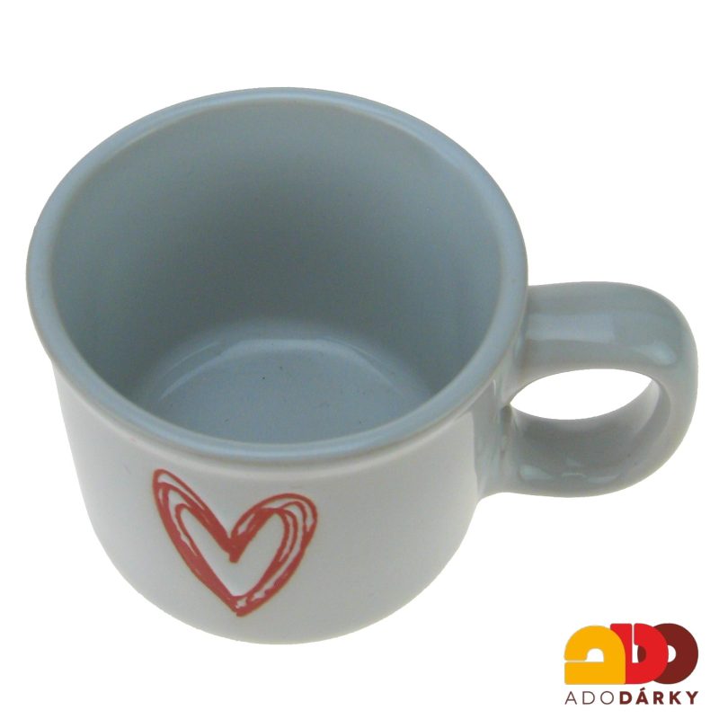 Hrnek bílý s červeným srdíčkem - jen obrys 90 ml