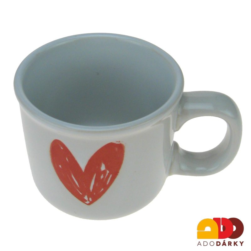 Hrnek bílý s plným červeným srdíčkem 90 ml