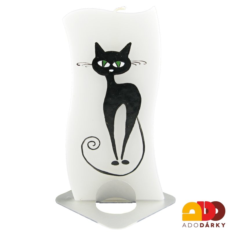 Ručně malovaná svíčka 14 cm v kovovém stojánku