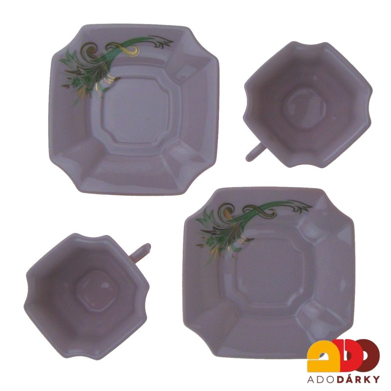 Sada čajových šálků s podšálky růžový porcelán zelený roh hojnosti 150 ml