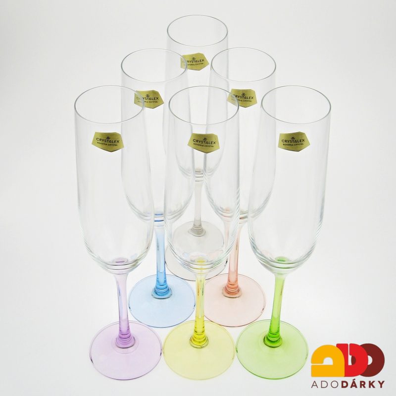 Sklenice na šampaňské Rainbow 190 ml, sada 6 ks