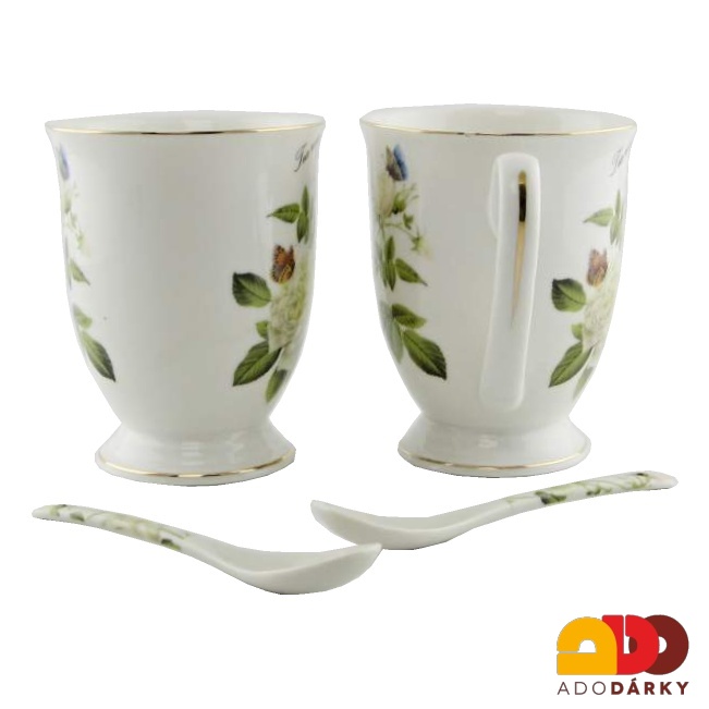 Duo hrnky vysoké se lžičkami Růže
