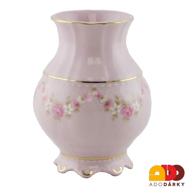 Baňatá vázička růžový porcelán 9 cm